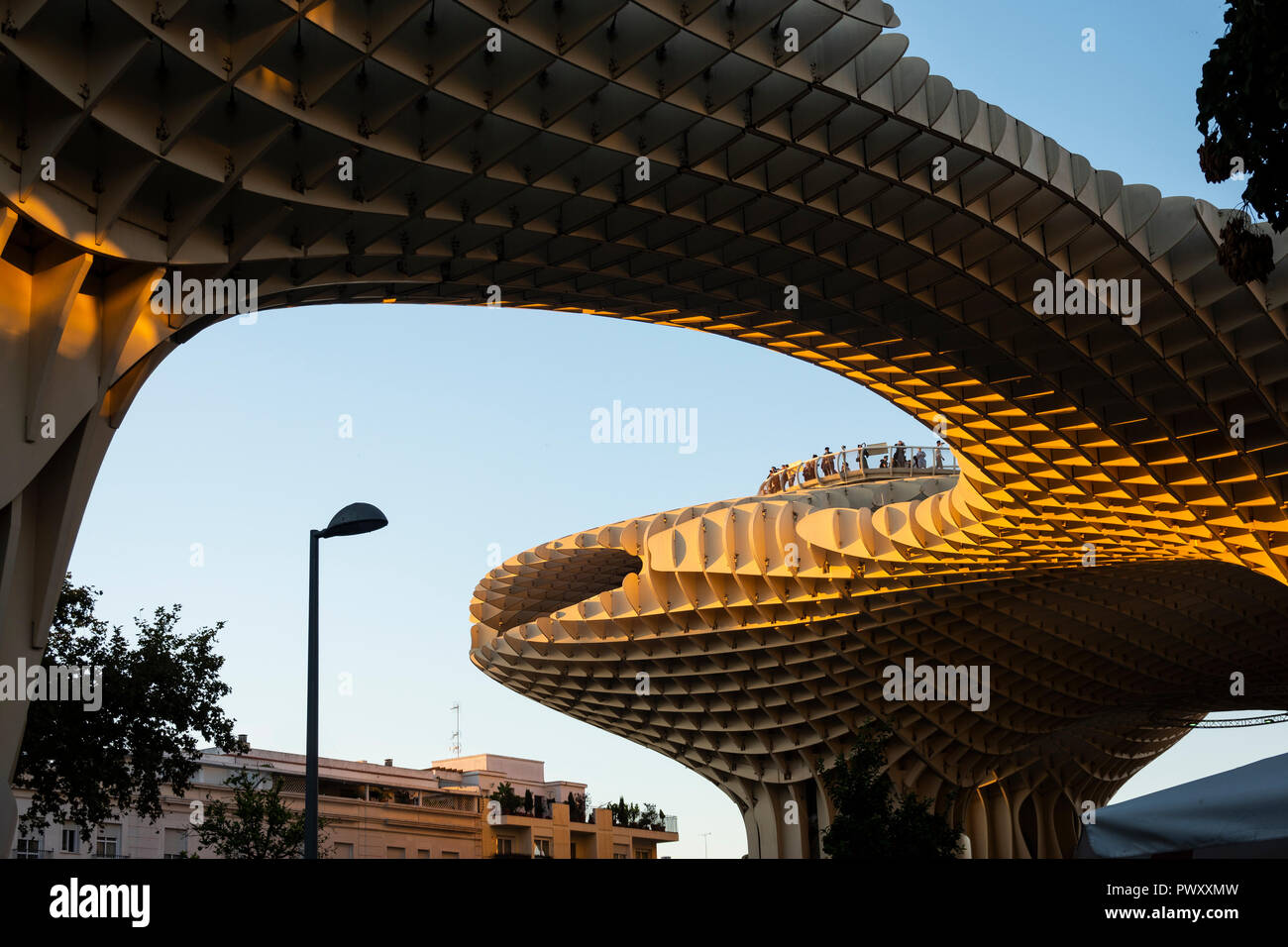 People on the viewing platform of the Metropol Parasol in Seville, Spain Stock Photo