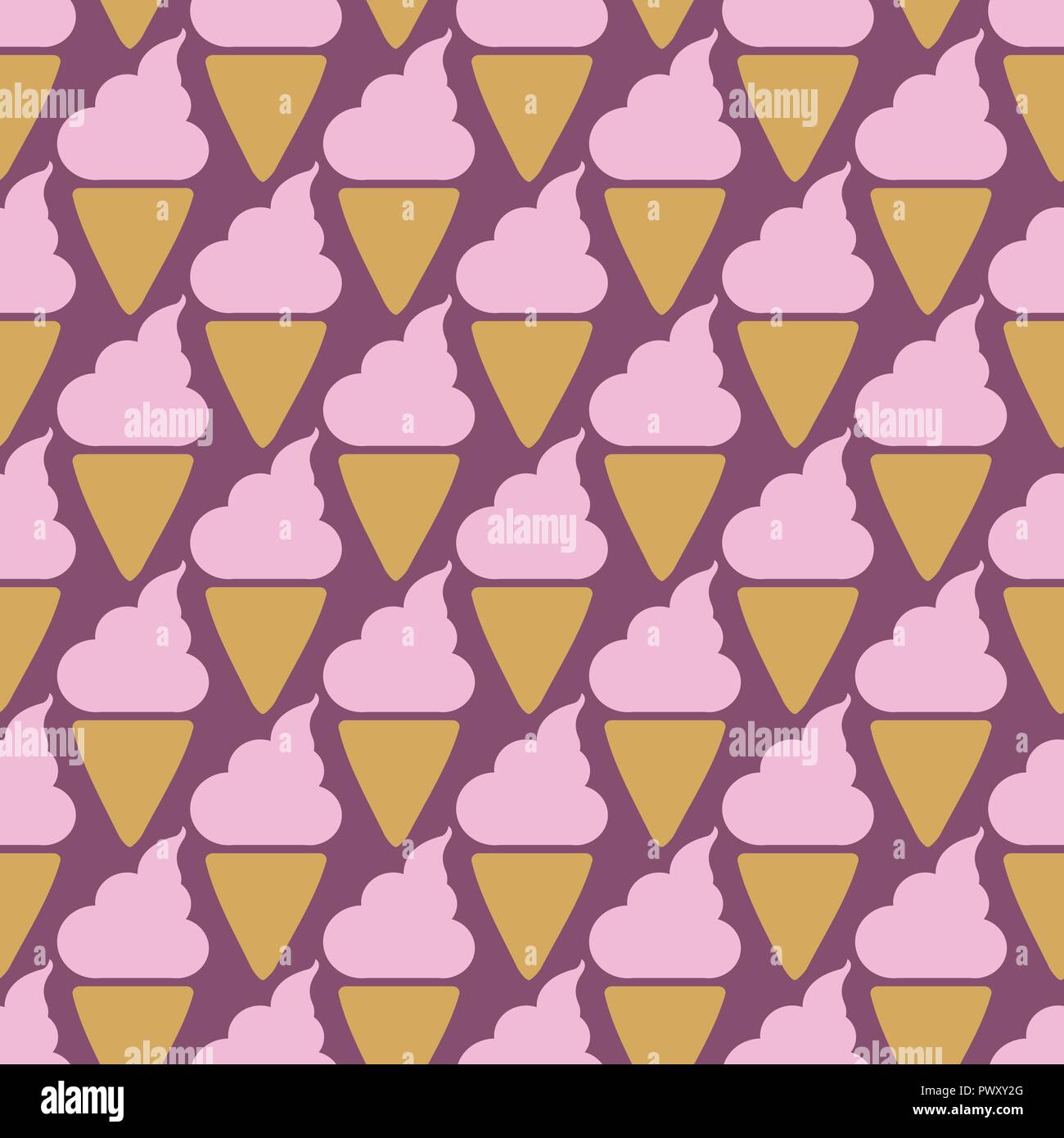 Ice cream cone seamless pink pattern background Stock Vector
