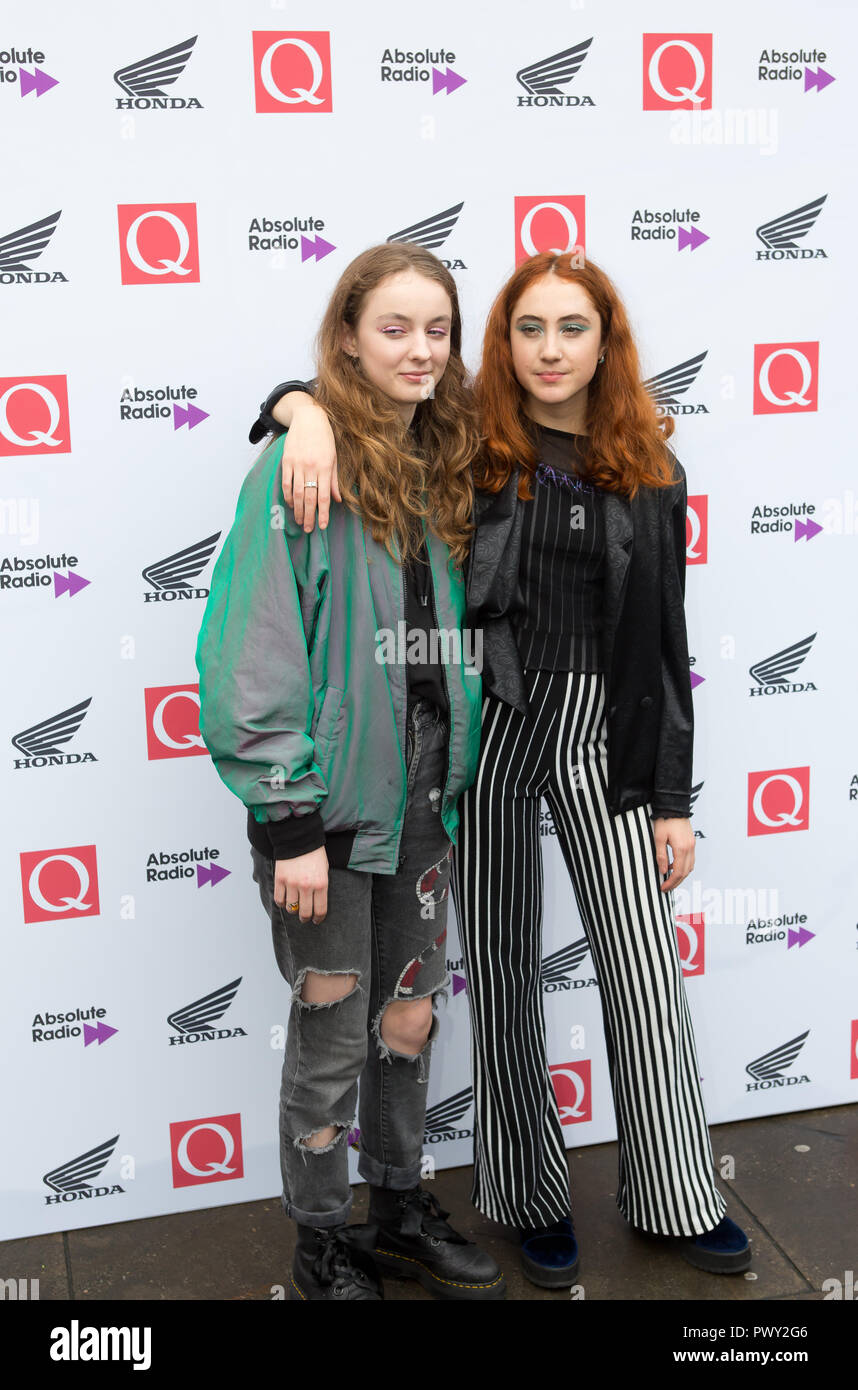 London, UK. 17th Oct 2018. The Round House Chalk Farm  London Uk 17th Oct 2018 Lets Eat Grandma arrive at the Q Awards 2018  in Association with Absolute Radio People In Picture: Rosa Walton and Jenny Hollingworth Credit: Dean Fardell/Alamy Live News Stock Photo