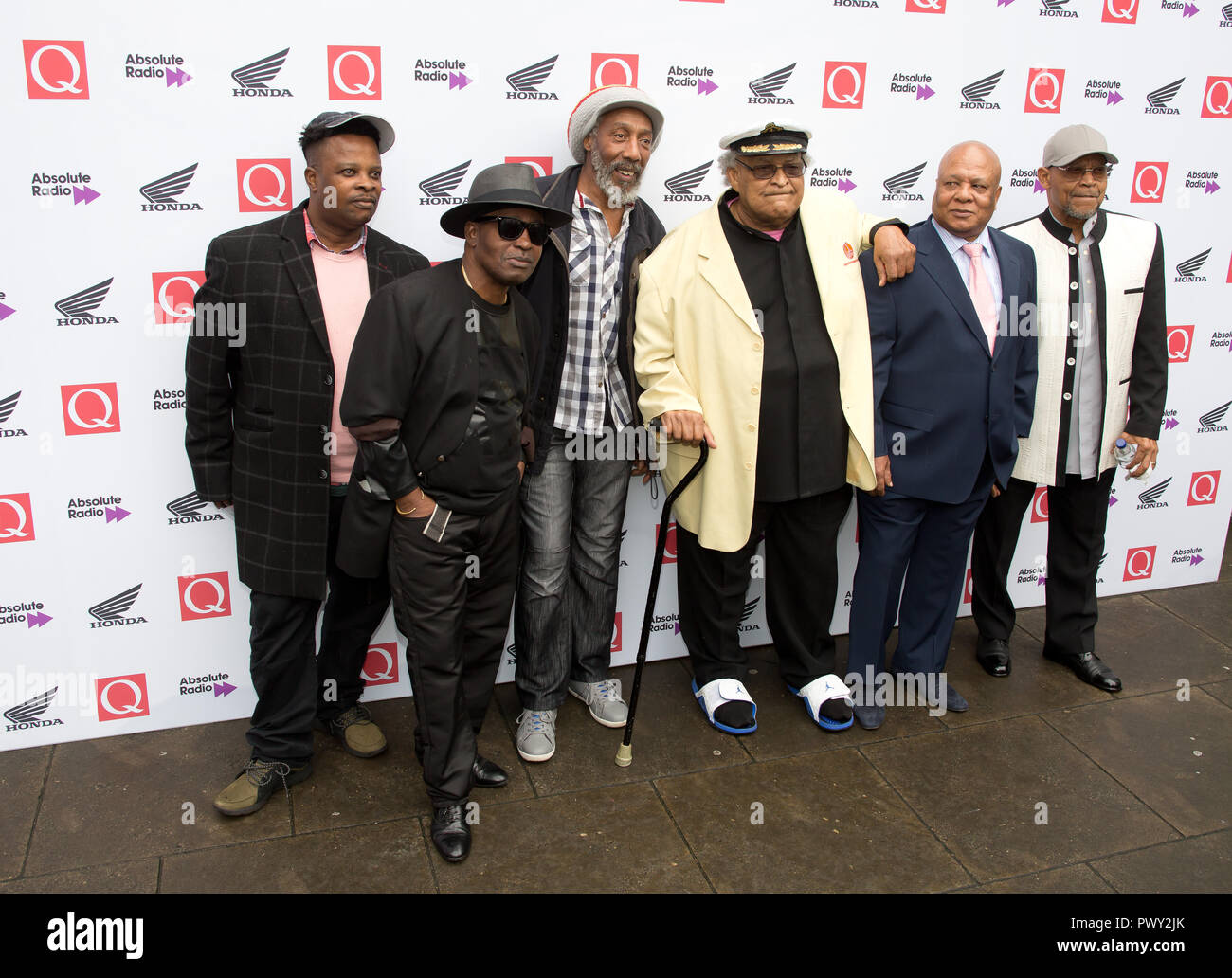 London, UK. 17th Oct 2018. The Round House Chalk Farm  London Uk 17th Oct 2018 Trojan Records arrive at the Q Awards 2018  in Association with Absolute Radio People In Picture: Bunny lee, Dave barker, Locksley Gichie,Chip Richards, Credit: Dean Fardell / Alamy Live News Stock Photo