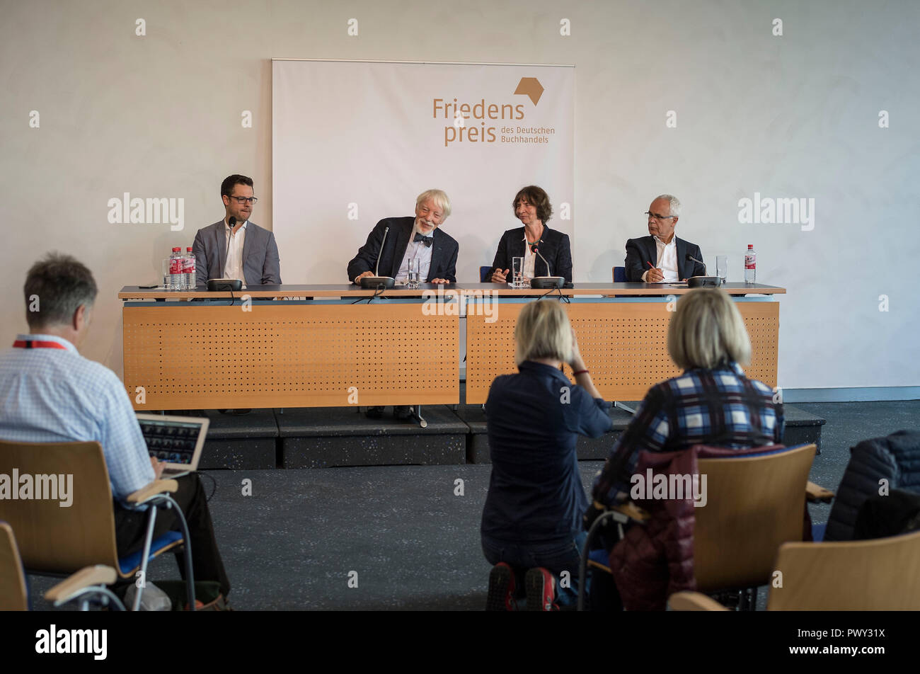 Aleida and Jan ASSMANN (withte), Germany, prize winner. Press Conference Prize winner Peace Prize of the German Book Trade, on 12.10.2018 Frankfurt Book Fair 2018 from 10.10 - 14.10.2018 in Frankfurt am Main/Germany. | usage worldwide Stock Photo