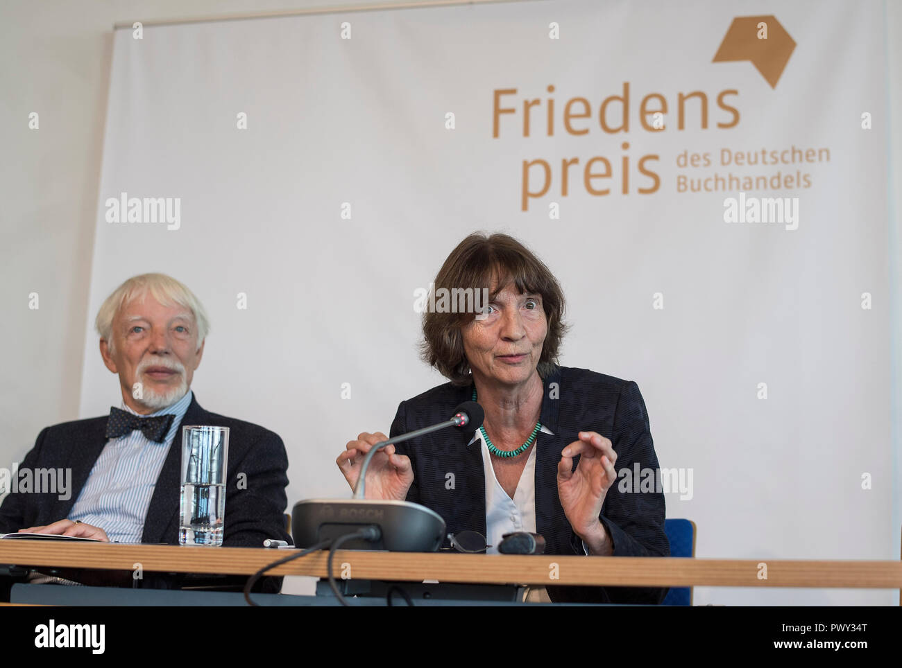 Aleida and Jan ASSMANN, Germany, prize winner. Press Conference Prize winner Peace Prize of the German Book Trade, on 12.10.2018 Frankfurt Book Fair 2018 from 10.10 - 14.10.2018 in Frankfurt am Main/Germany. | usage worldwide Stock Photo