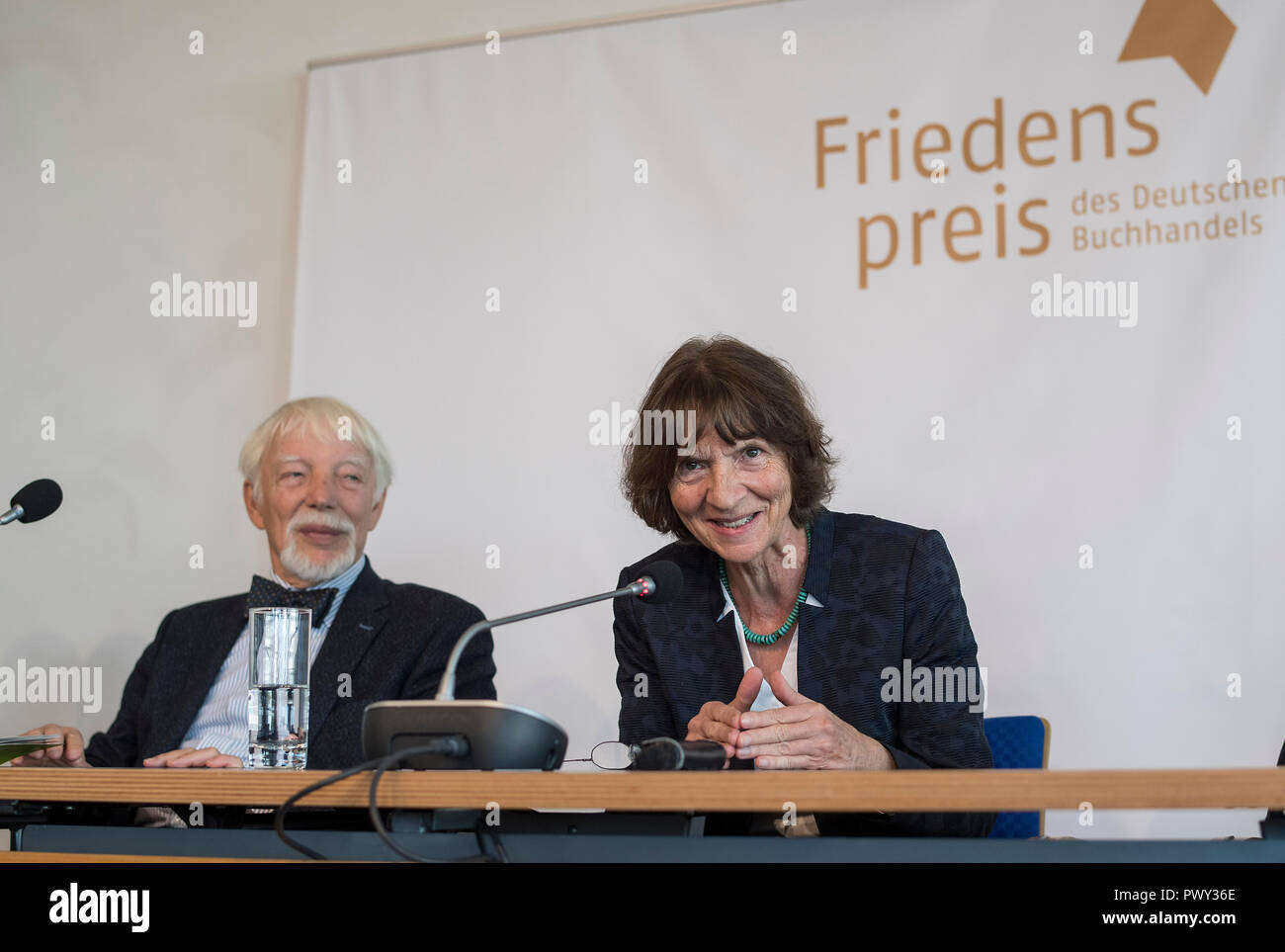 Aleida and Jan ASSMANN, Germany, prize winner. Press Conference Prize winner Peace Prize of the German Book Trade, on 12.10.2018 Frankfurt Book Fair 2018 from 10.10 - 14.10.2018 in Frankfurt am Main/Germany. | usage worldwide Stock Photo
