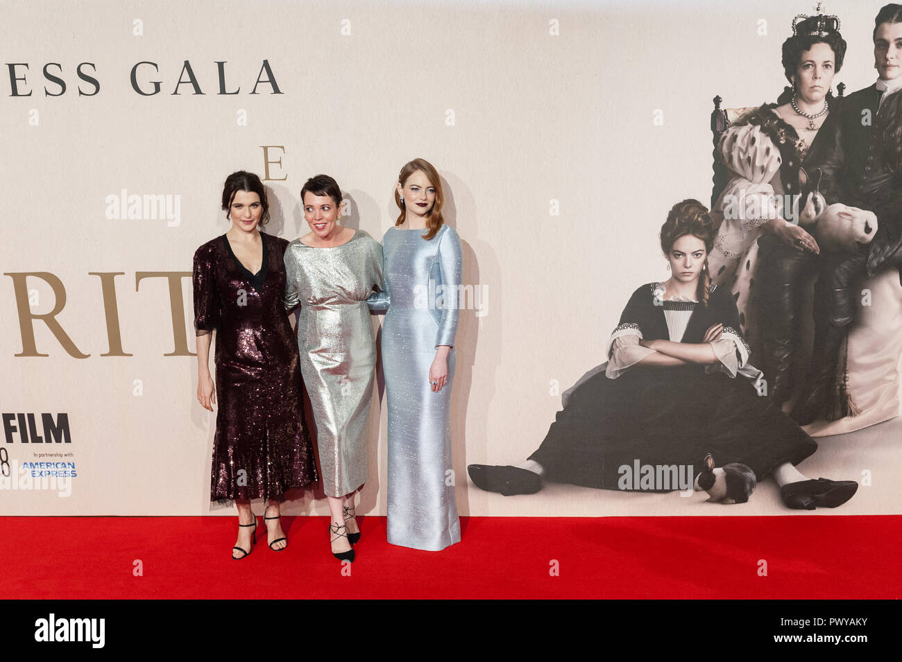 London, UK. 18th October 2018. (L-R) Rachel Weisz, Olivia Colman and