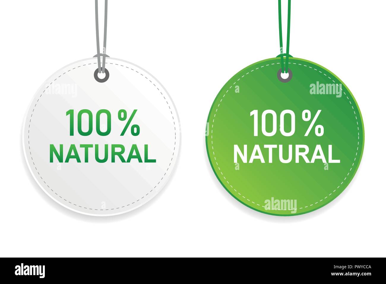 100 percent natural cachet green and white label vector illustration EPS10 Stock Vector