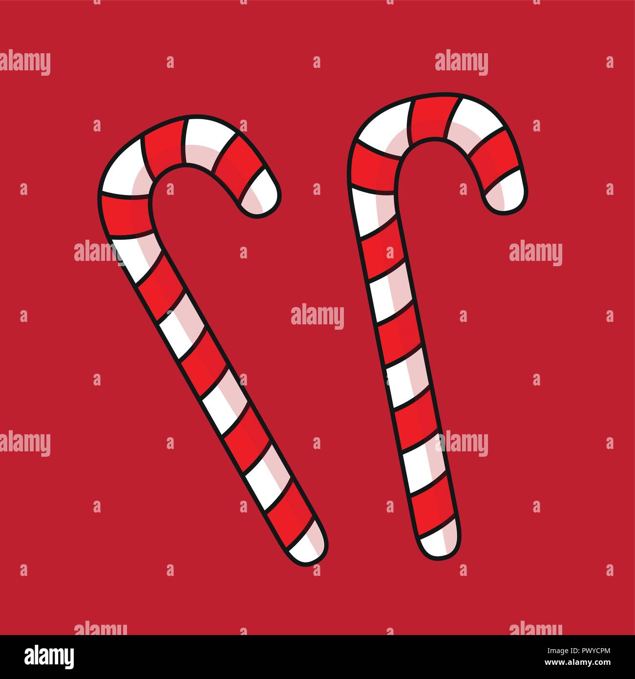 two red white candy canes for christmas vector illustration EPS10 Stock Vector