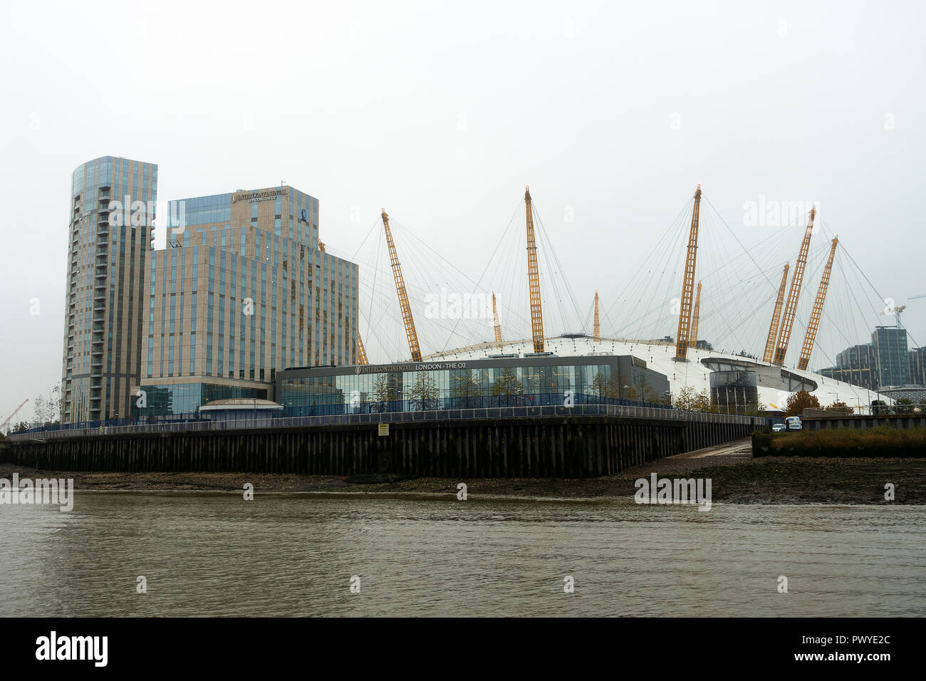 The Millennium Dome now known as The O2 Arena on the Bank of the River Thames on the Greenwich Peninsula South East London United Kingdom UK Stock Photo