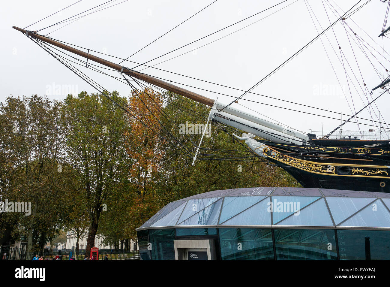 The Cutty Sark Tea Clipper Sailing Ship Open to the Public as a Museum Piece at Greenwich on the River Thames London England United Kingdom UK Stock Photo