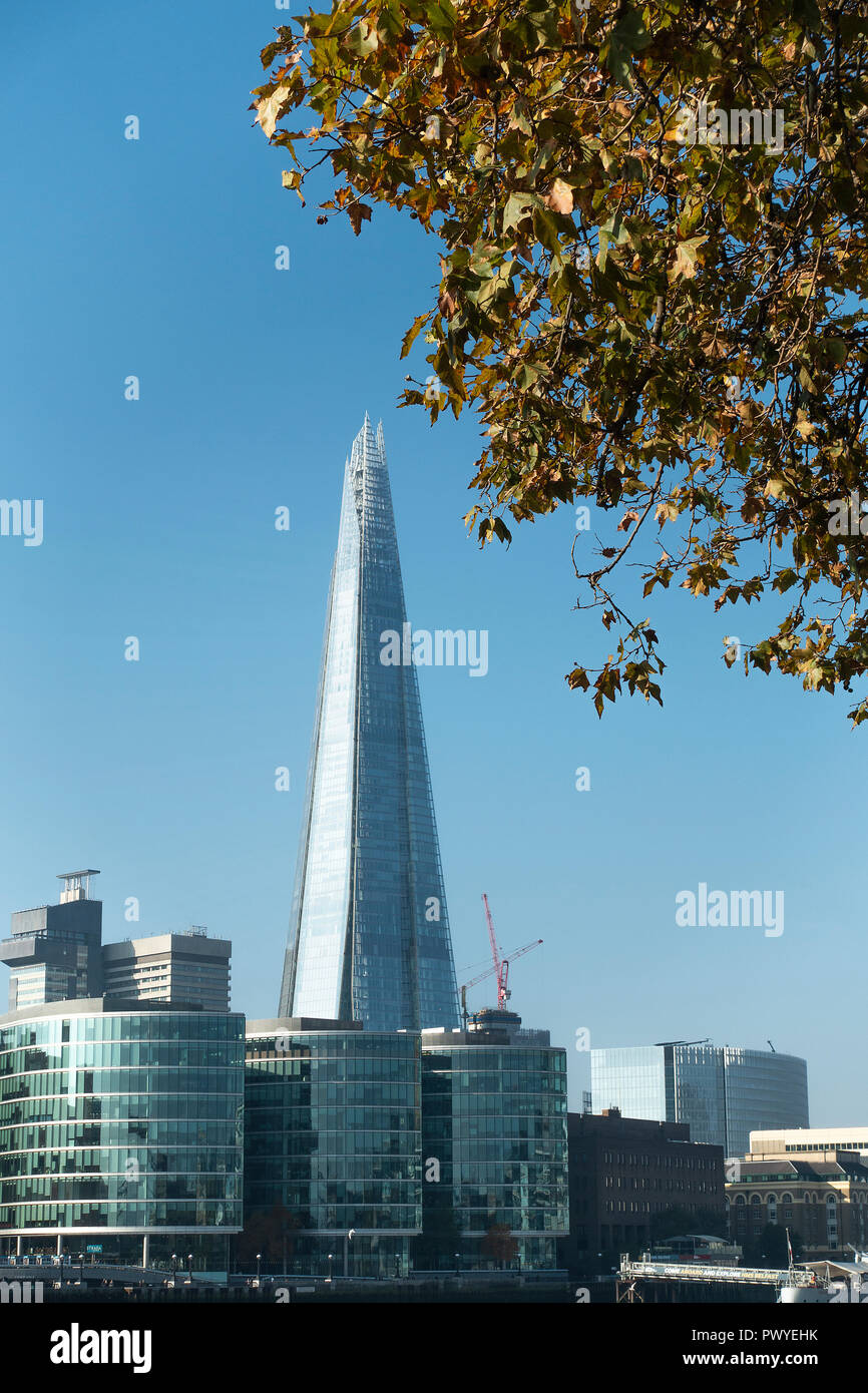 The Shard Skyscraper with Local Government Offices on the Southbank in Southwark City of London England United Kingdom UK on an Autumn Day Stock Photo