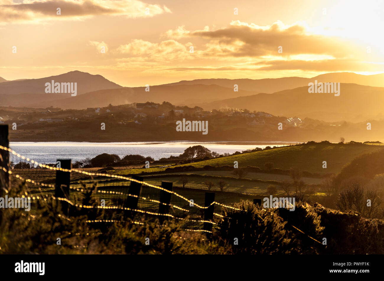 Sunrise over Ardara, County Donegal, Ireland Stock Photo