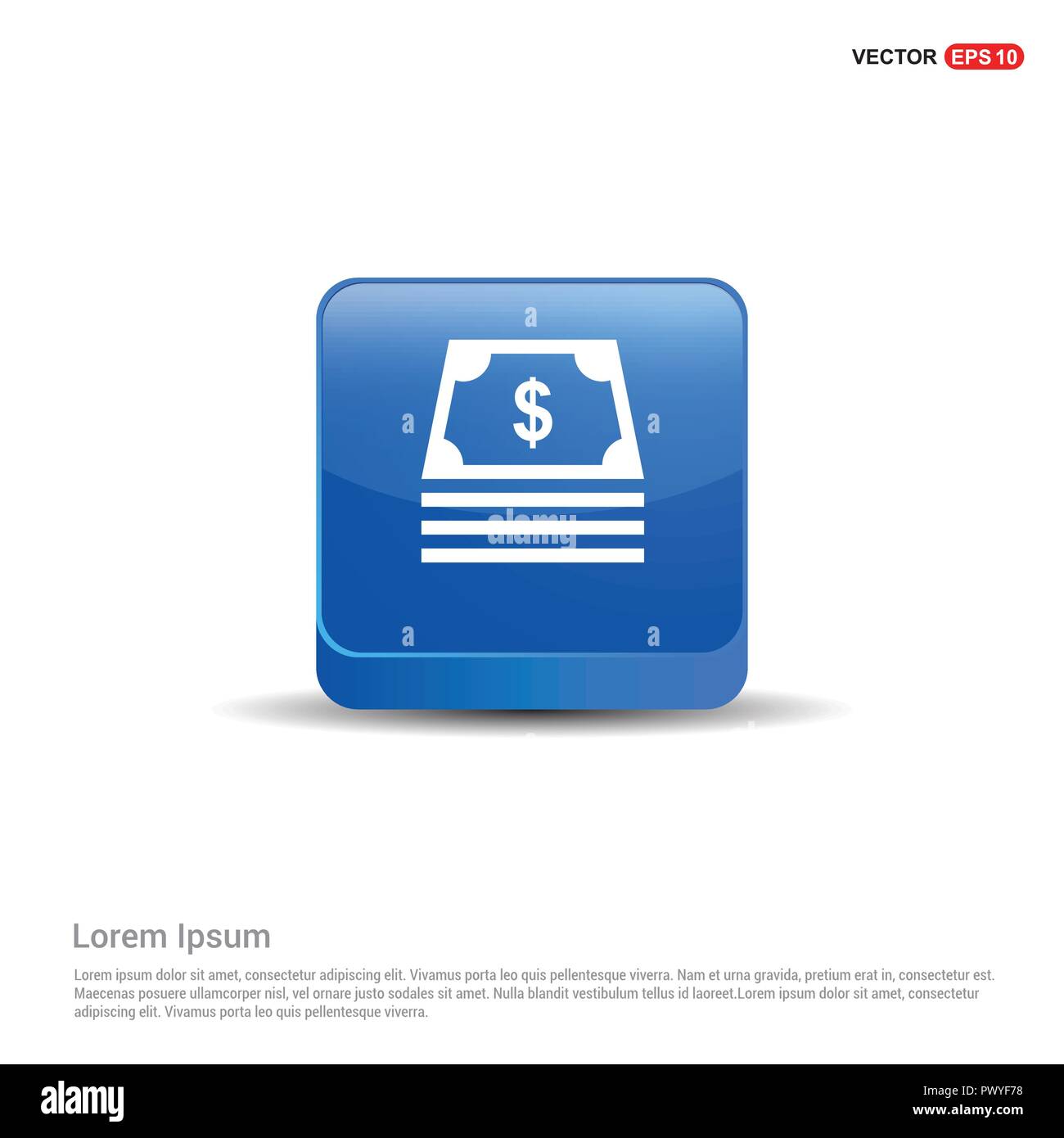 Money Icon - 3d Blue Button Stock Vector Image & Art - Alamy