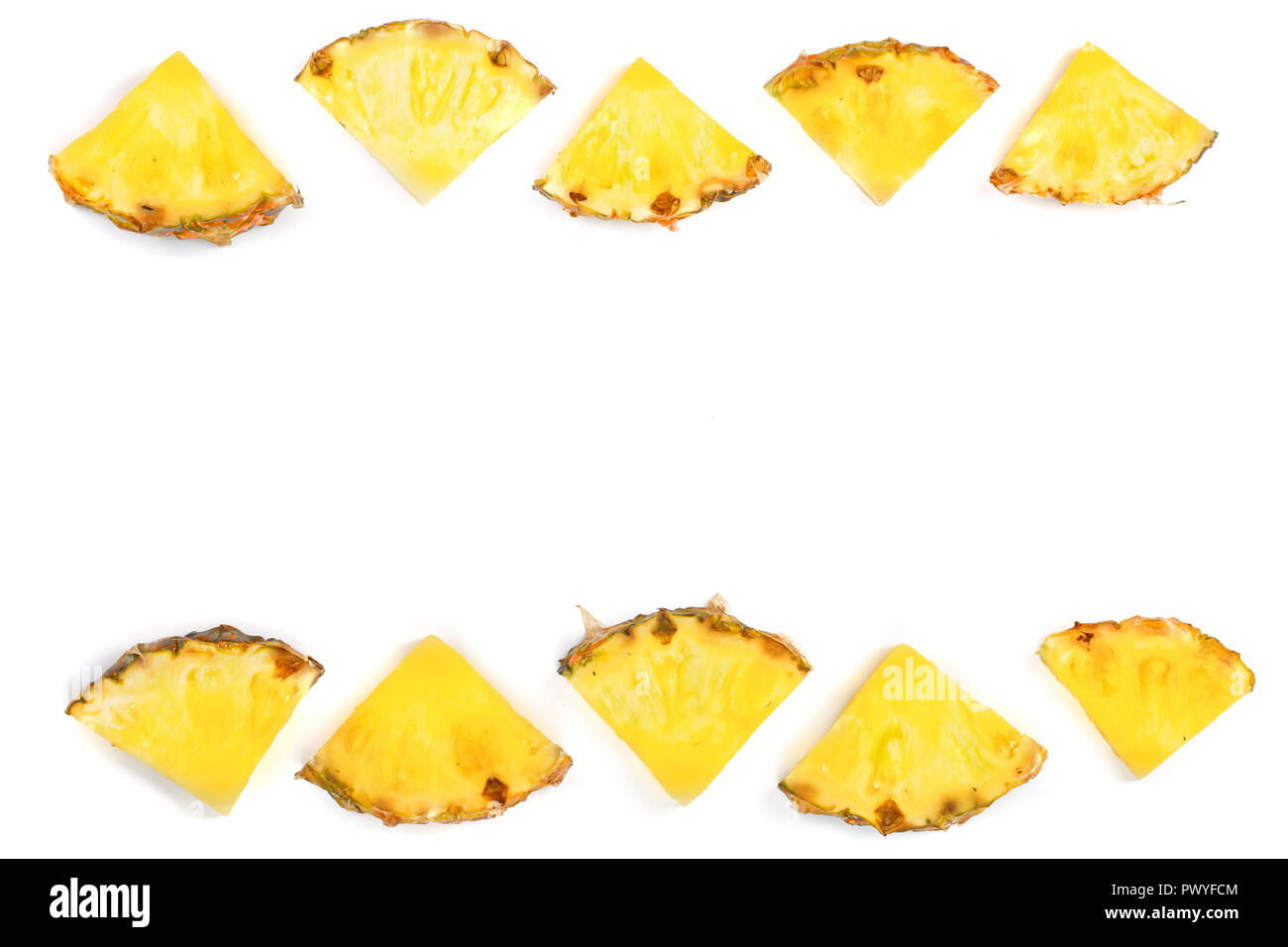 Sliced pineapple isolated on white background with copy space for your ...