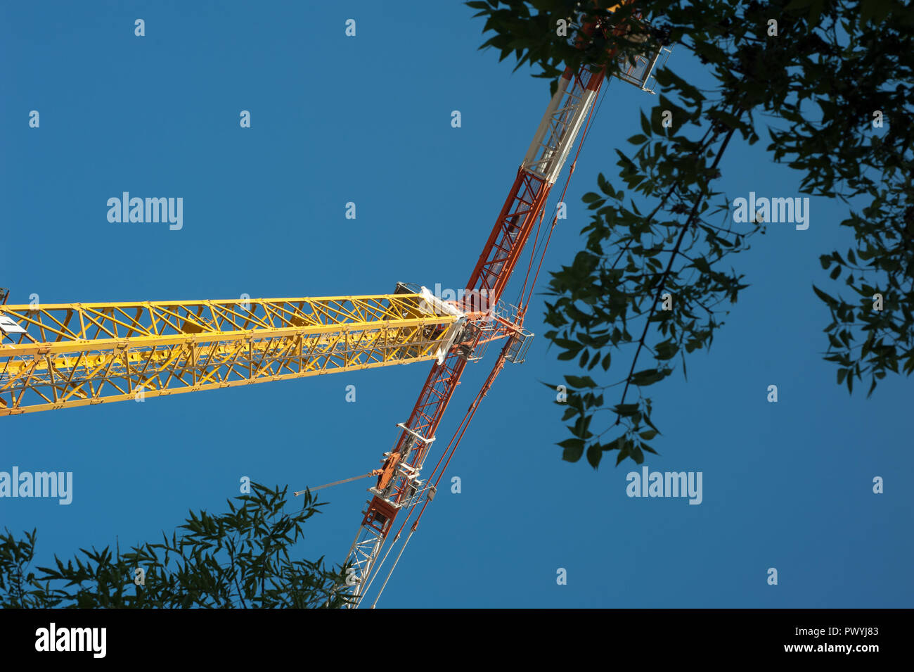 crane, cranes against blue clear sky Stock Photo