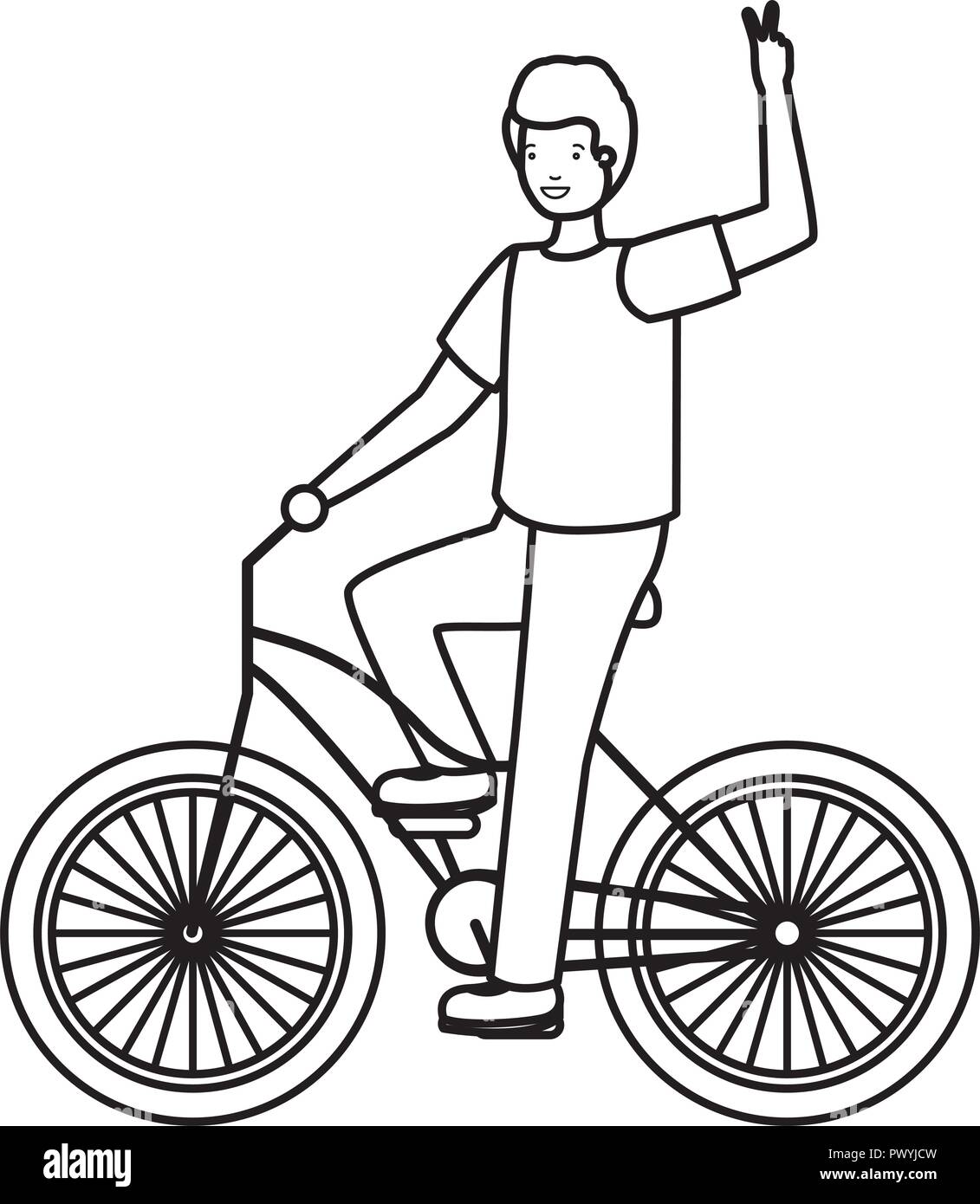 young man in bicycle sport character Stock Vector Image & Art - Alamy
