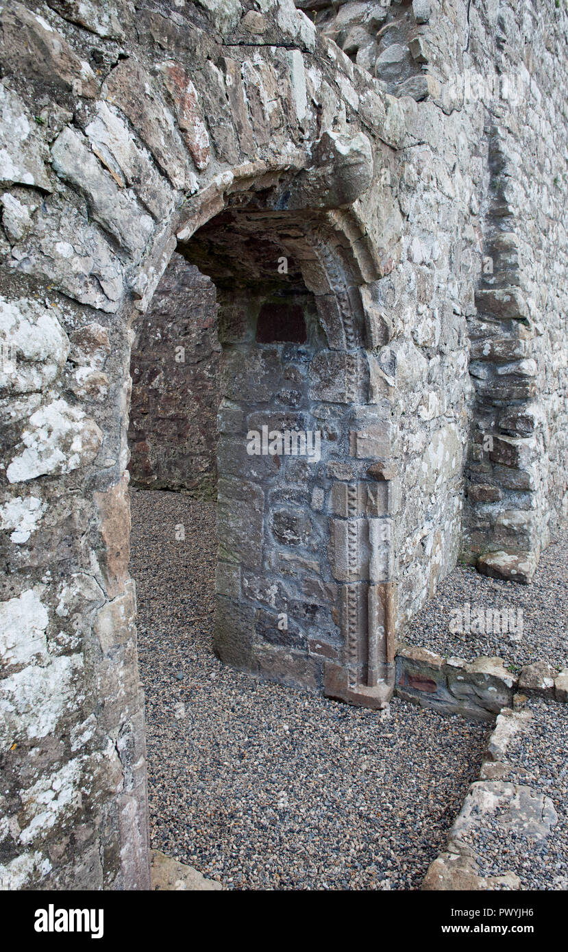 Drumlane Abbey and round tower, Milltown, co, Cavan, Ireland Stock Photo