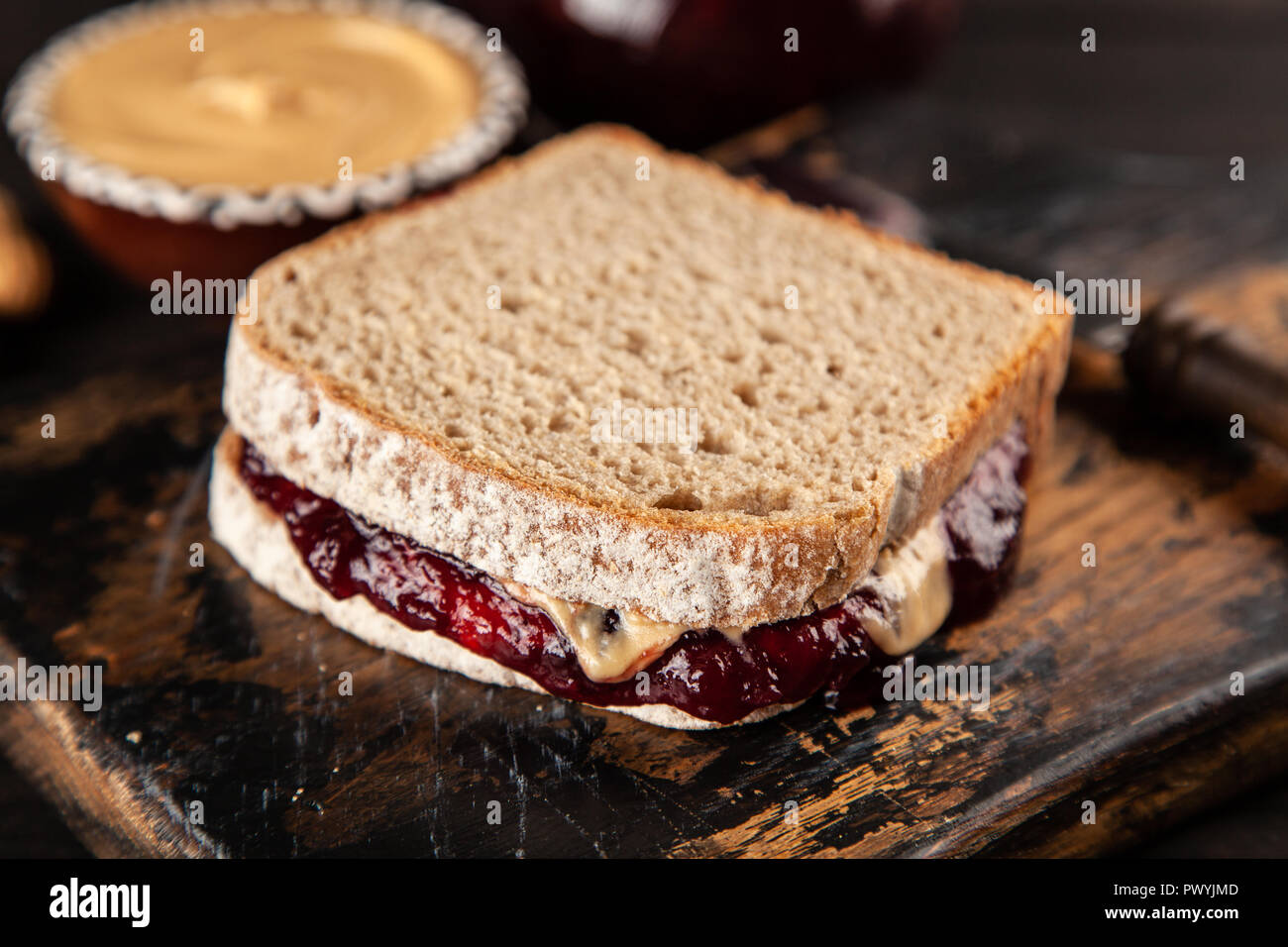 Peanut butter and jelly sandwich Stock Photo Alamy