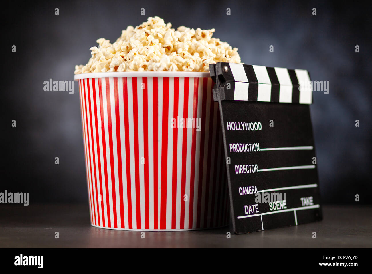 Full popcorn bucket Stock Photo Alamy