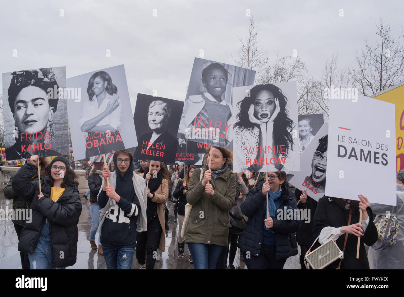 Paris: Rally and demonstration for women's rights Stock Photo