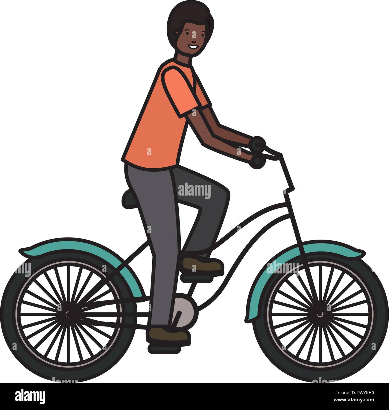 young black man in bicycle sport character Stock Vector Image & Art - Alamy