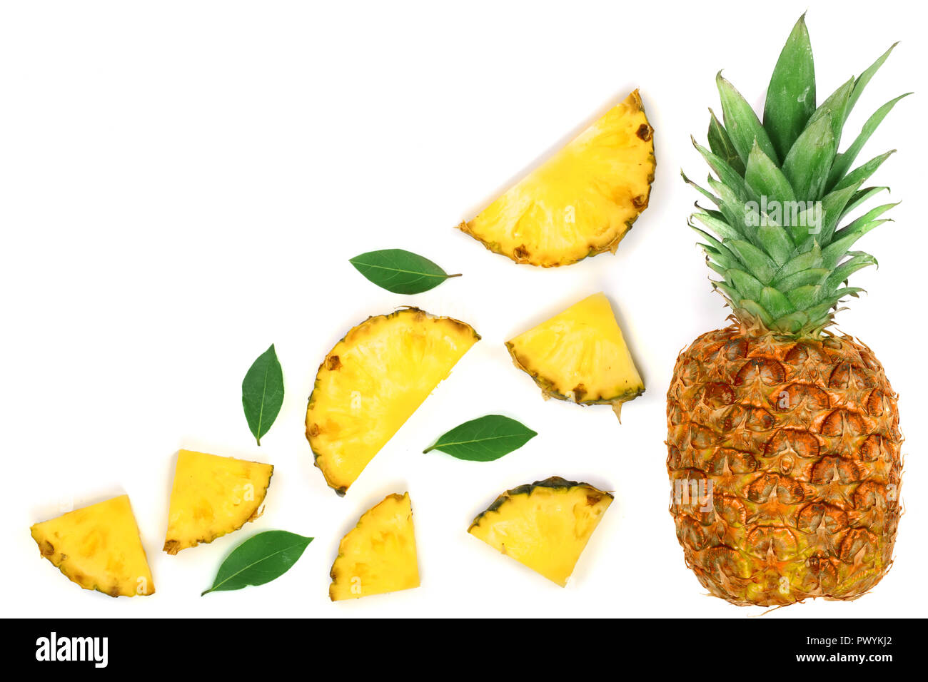 Sliced pineapple isolated on white background with copy space for your ...