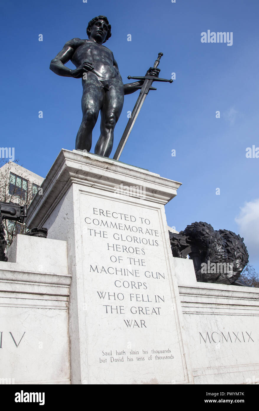 The Machine Gun Corps Memorial, Hyde Park London. A memorial to the losses of the Machine Gun Corps in the First World Stock Photo