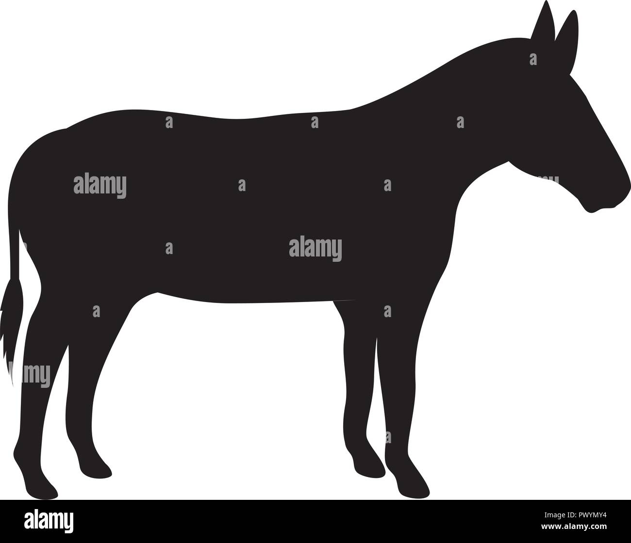 cute mule silhouette manger character Stock Vector