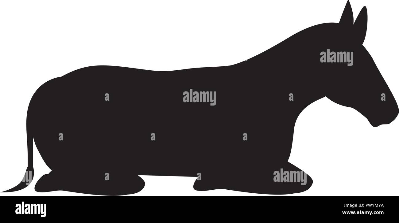 cute mule silhouette manger character Stock Vector
