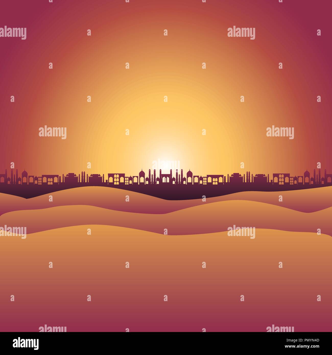 desert with cityscape manger scene background Stock Vector Image & Art ...