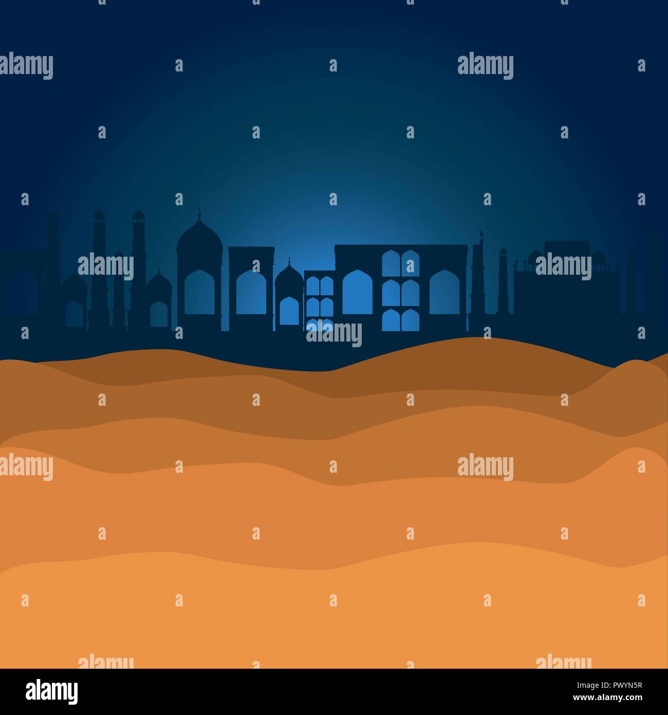 desert with cityscape manger scene background Stock Vector Image & Art ...