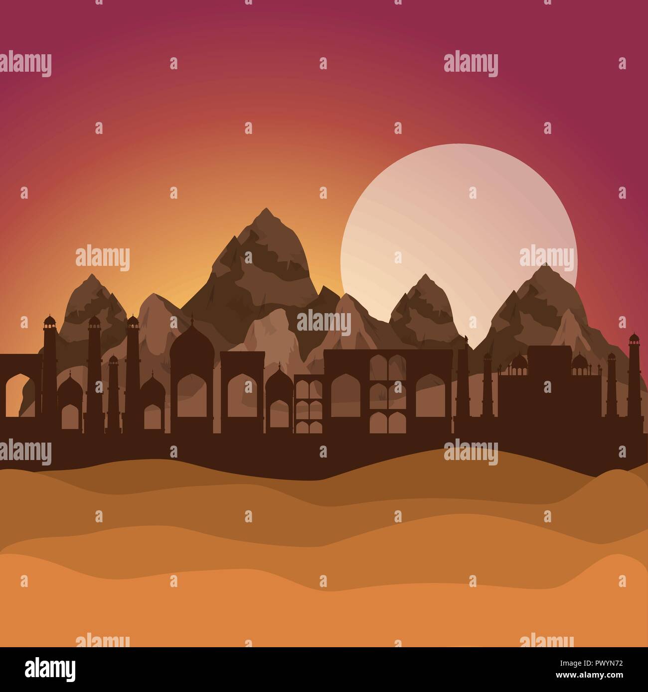 desert with cityscape manger scene background Stock Vector Image & Art ...