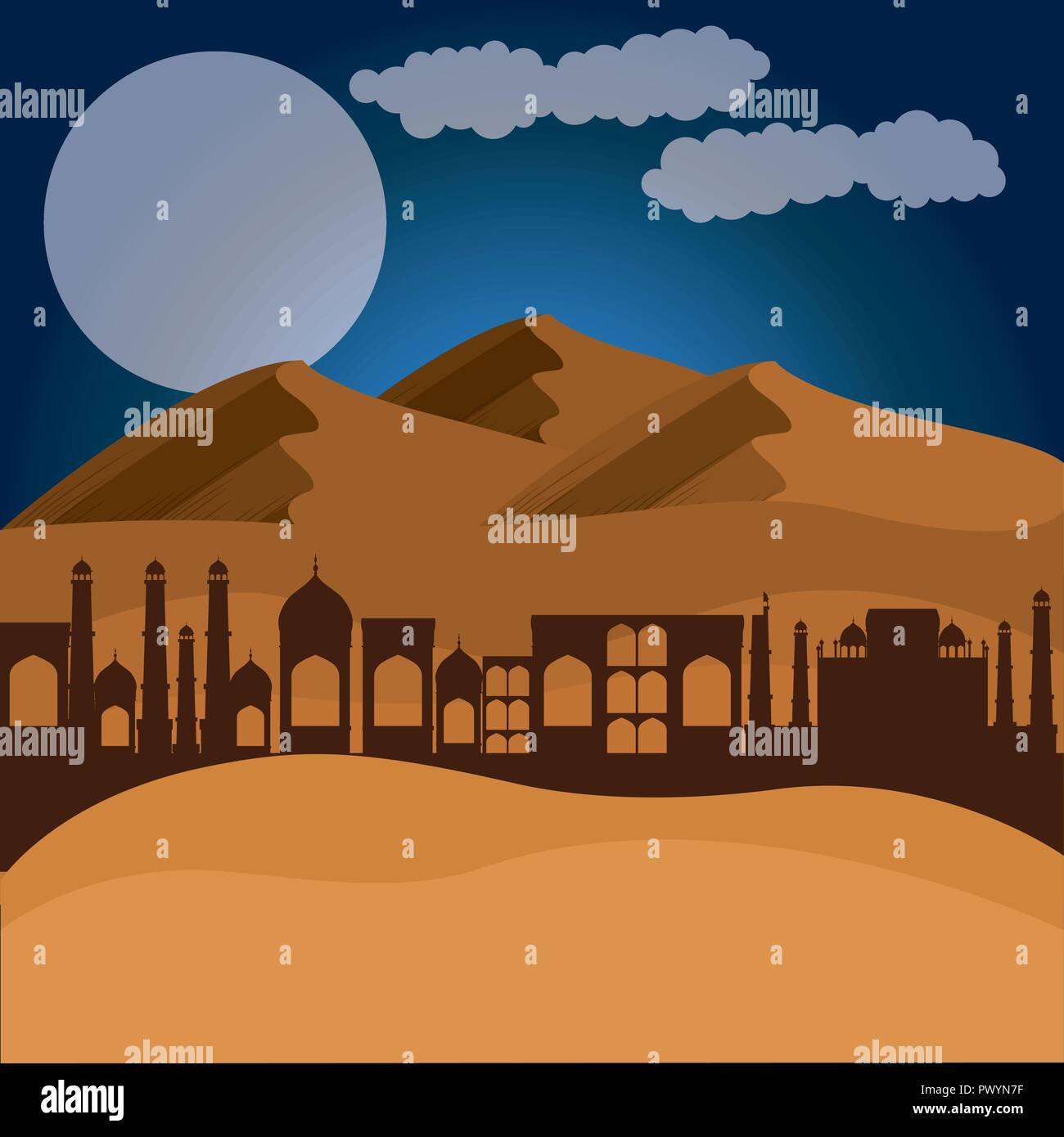 desert with cityscape manger scene background Stock Vector Image & Art ...