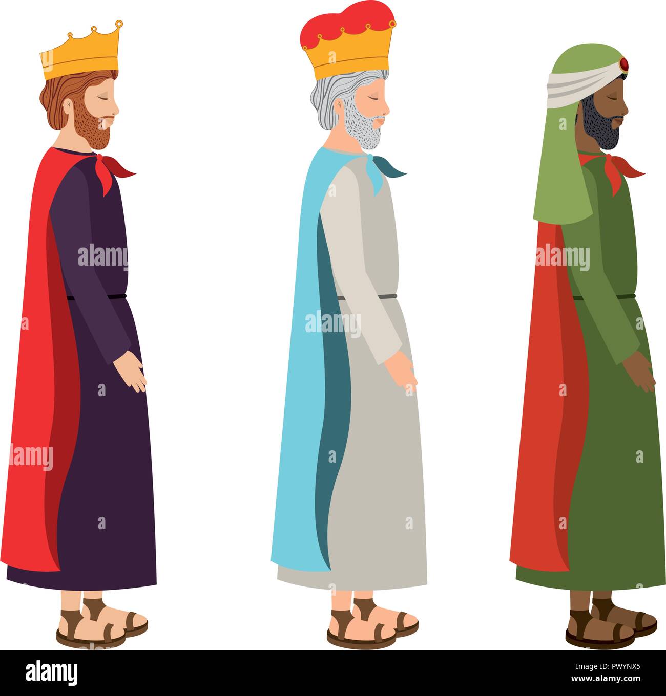wise kings manger characters Stock Vector