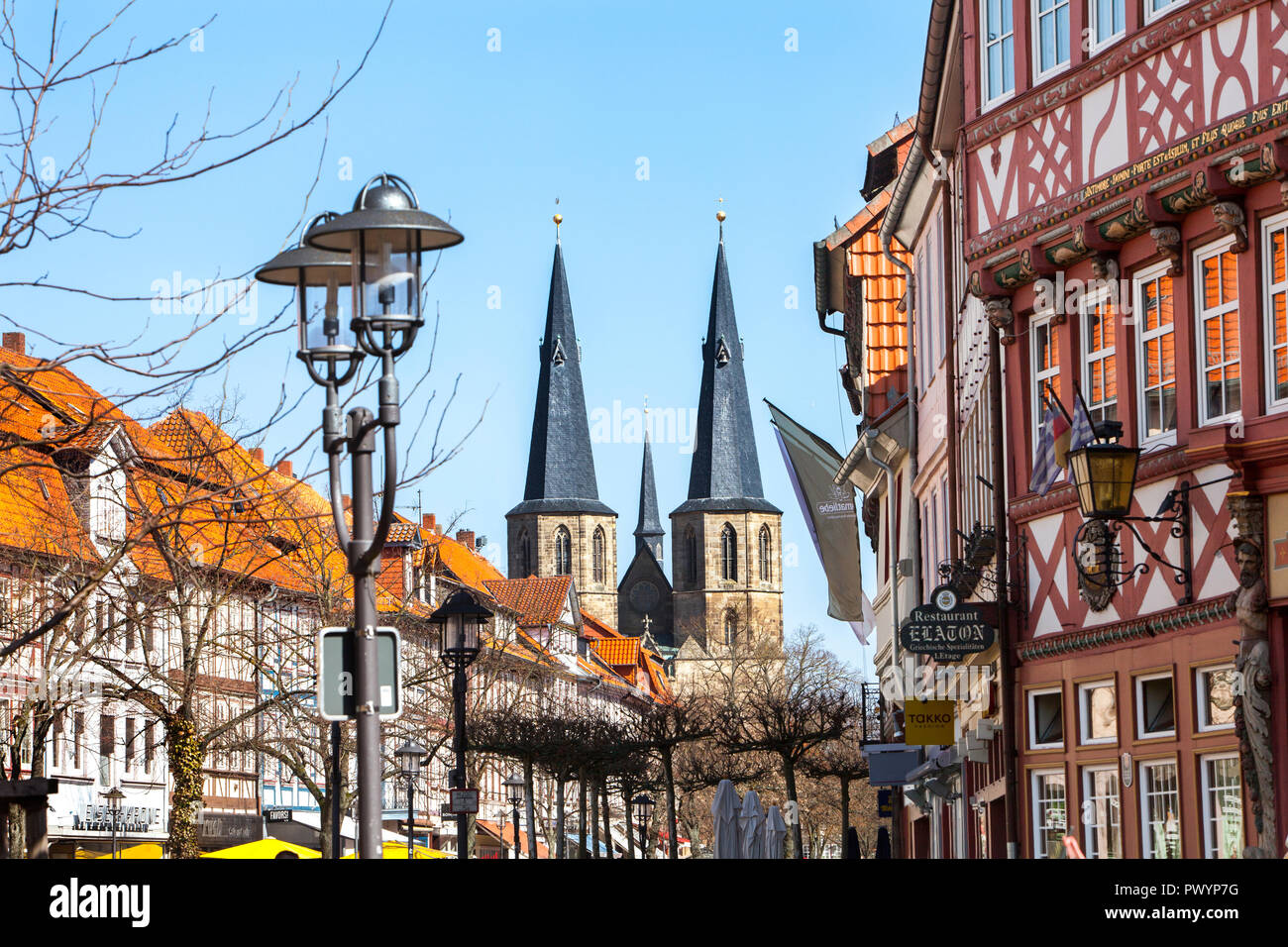 Market street, Duderstadt, Lower Saxony, Germany, Europe Stock Photo