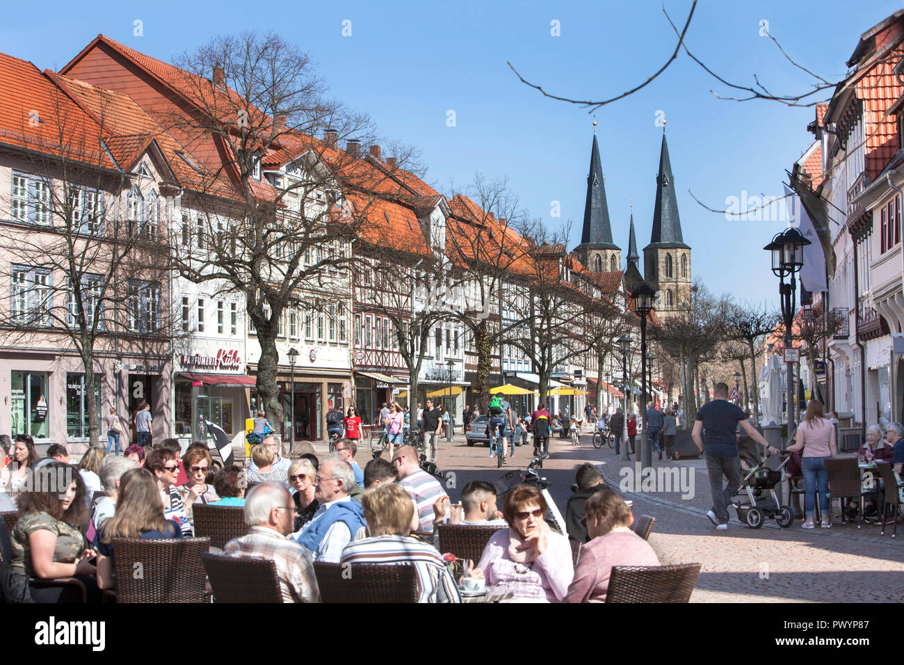 Market street, Duderstadt, Lower Saxony, Germany, Europe Stock Photo