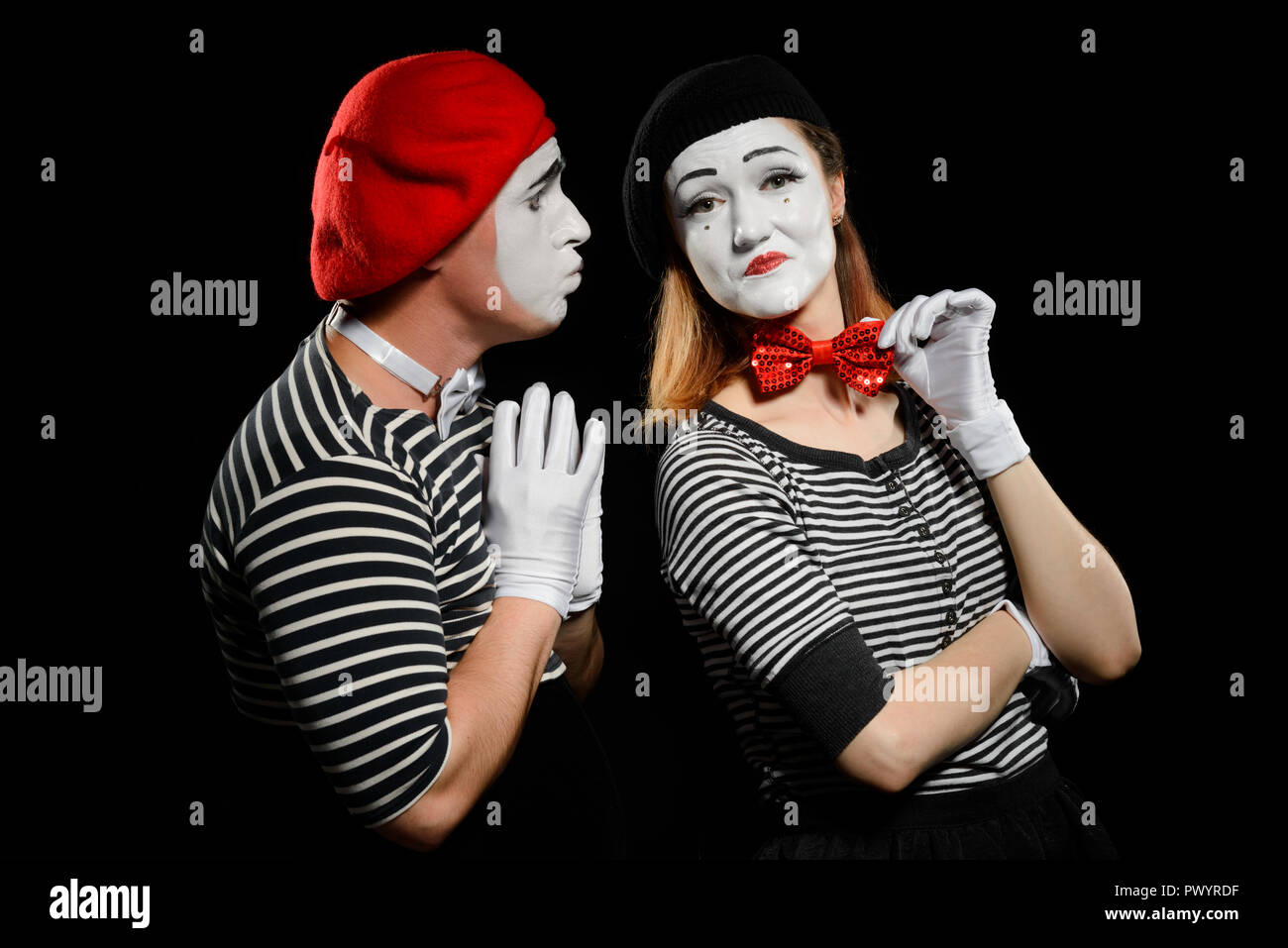Male and female mime Stock Photo