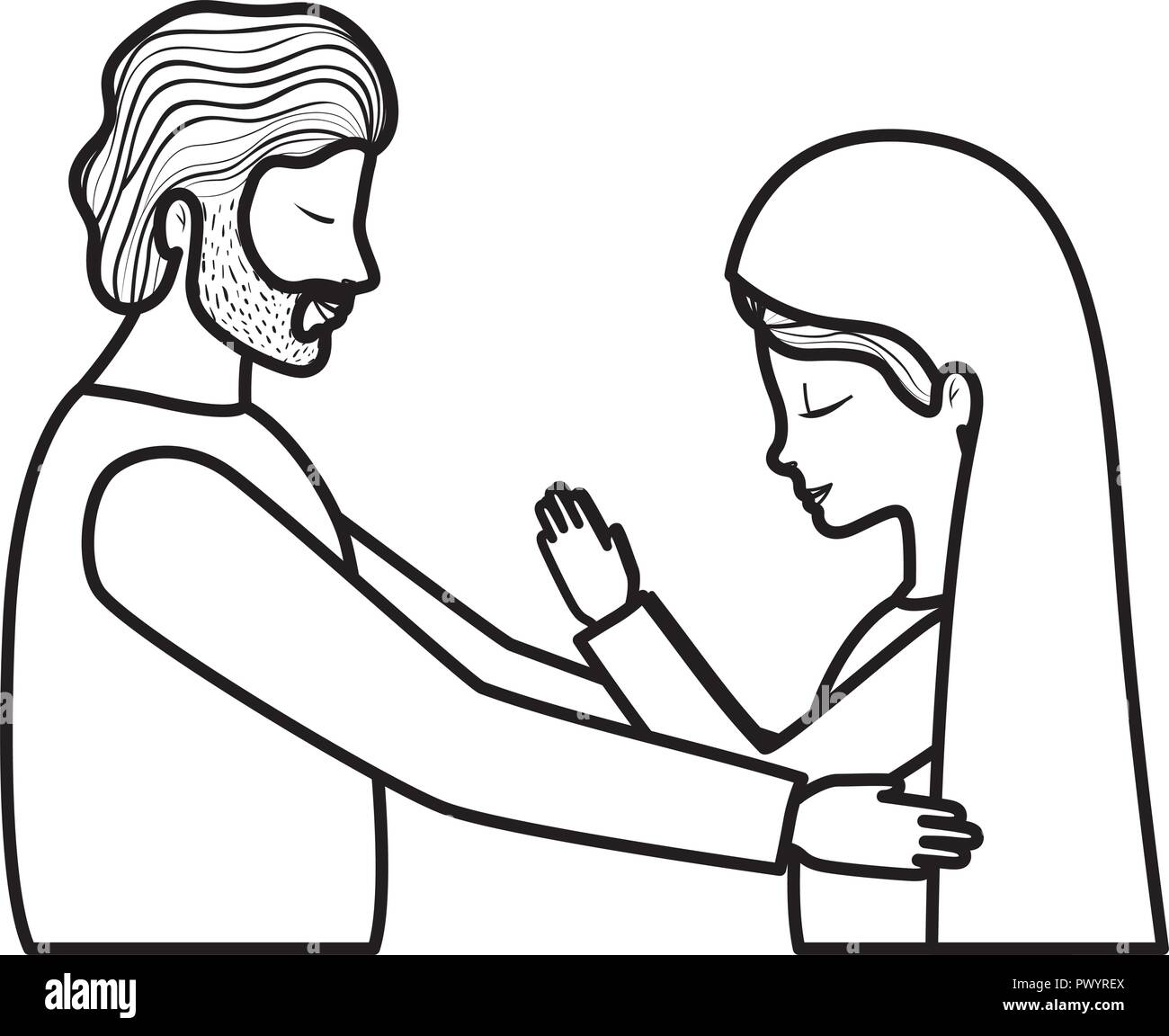 virgin mary and saint joseph Stock Vector