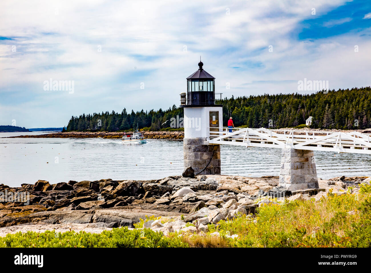 Marshall Point Light Station built in 1857 in Port Clyde Maine Stock Photo