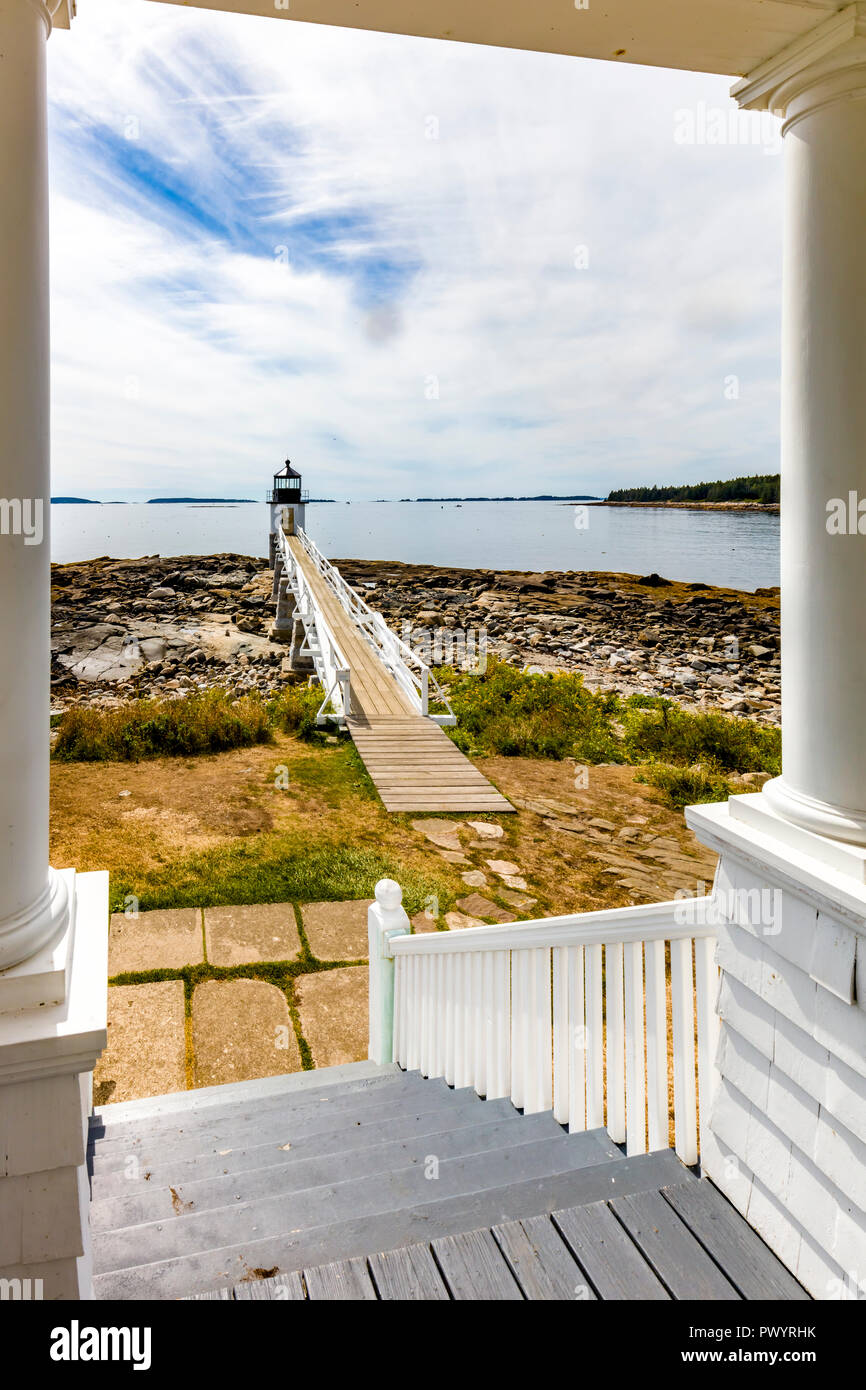 Marshall Point Light Station built in 1857 in Port Clyde Maine Stock Photo