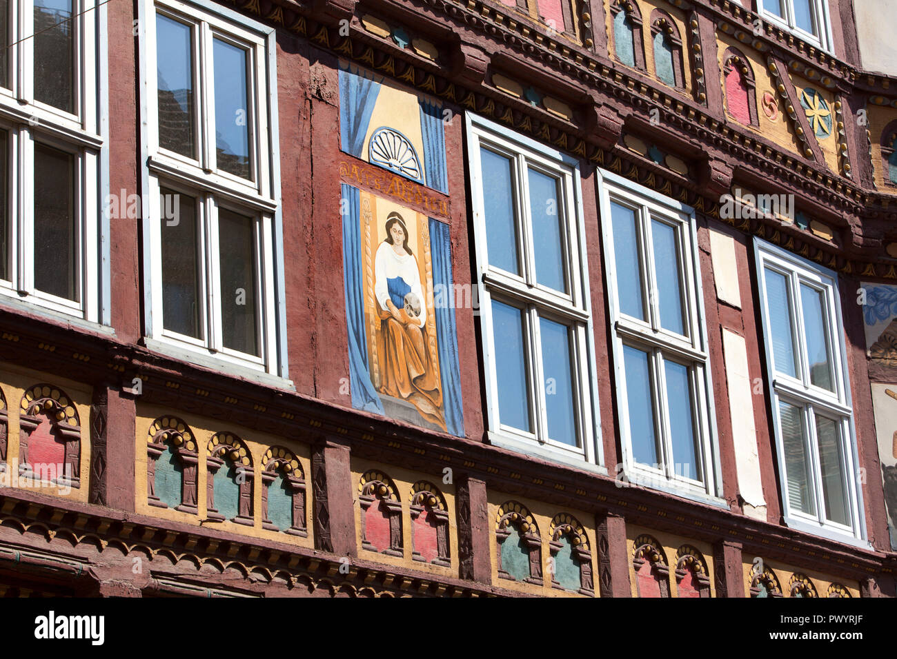 Mural painting, Apothekenstreet, Duderstadt, Lower Saxony, Germany, Europe Stock Photo
