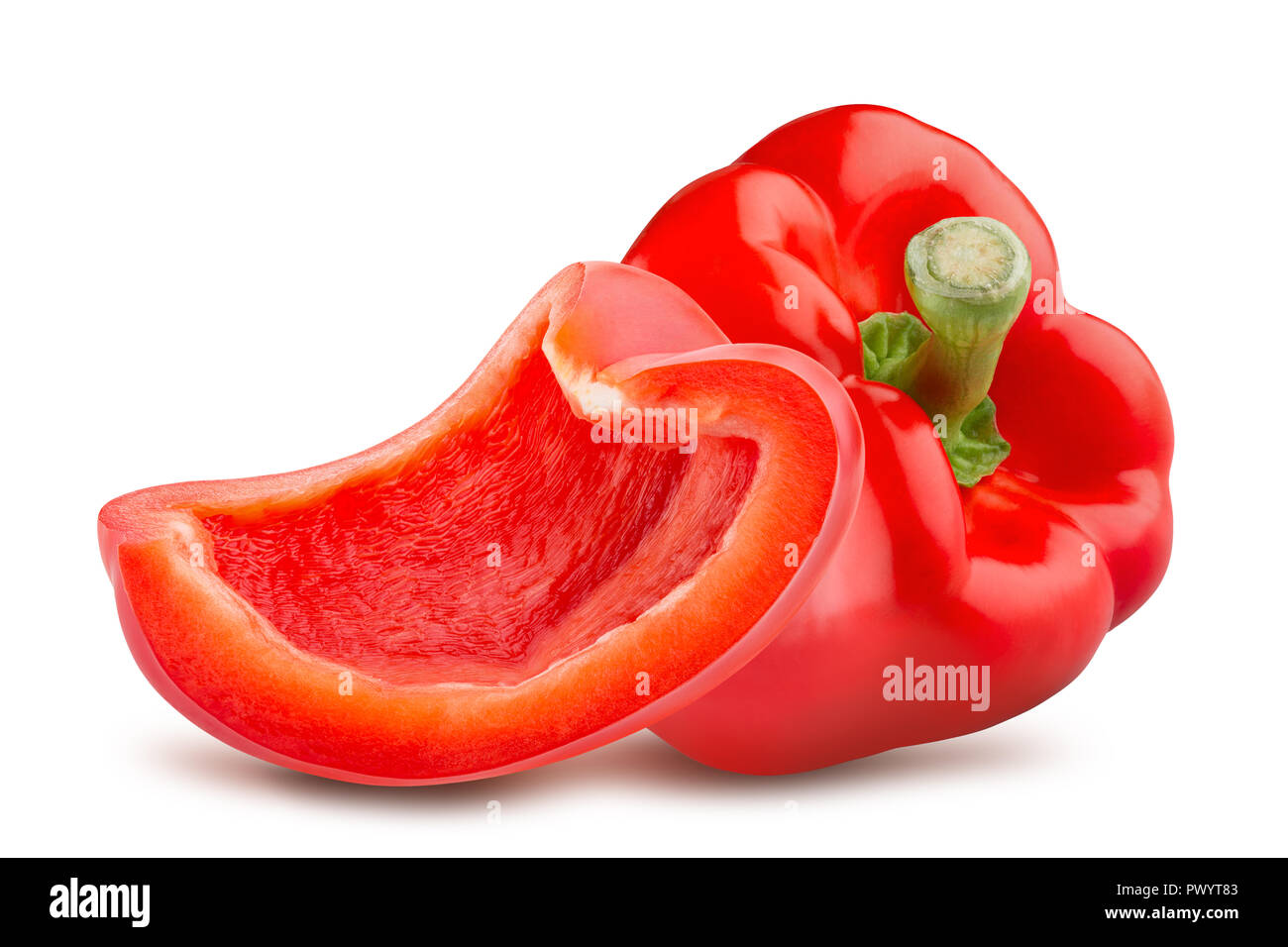 red pepper with slice isolated on a white background Stock Photo - Alamy