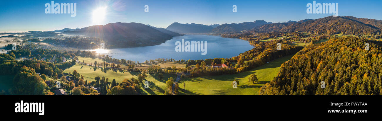 View of the lake 'Tegernsee' in the Alps of Bavaria Stock Photo