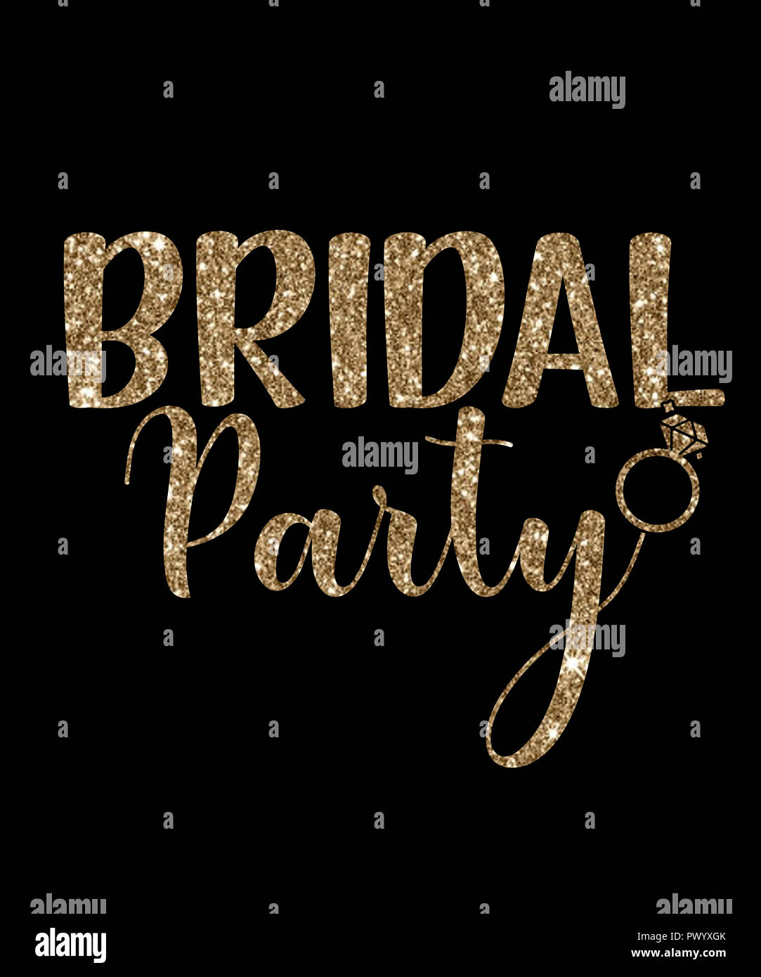 Text words bridal party in gold shiny sparkling word art graphic. Great for  any bride or wedding related project Stock Photo - Alamy