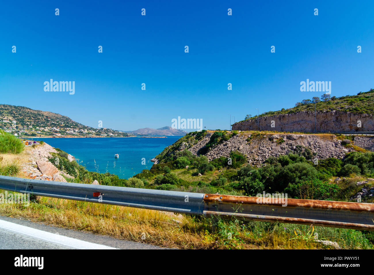 Traveling to Agia Marina, Greece a Place to travel at and View Wonderful Places Stock Photo