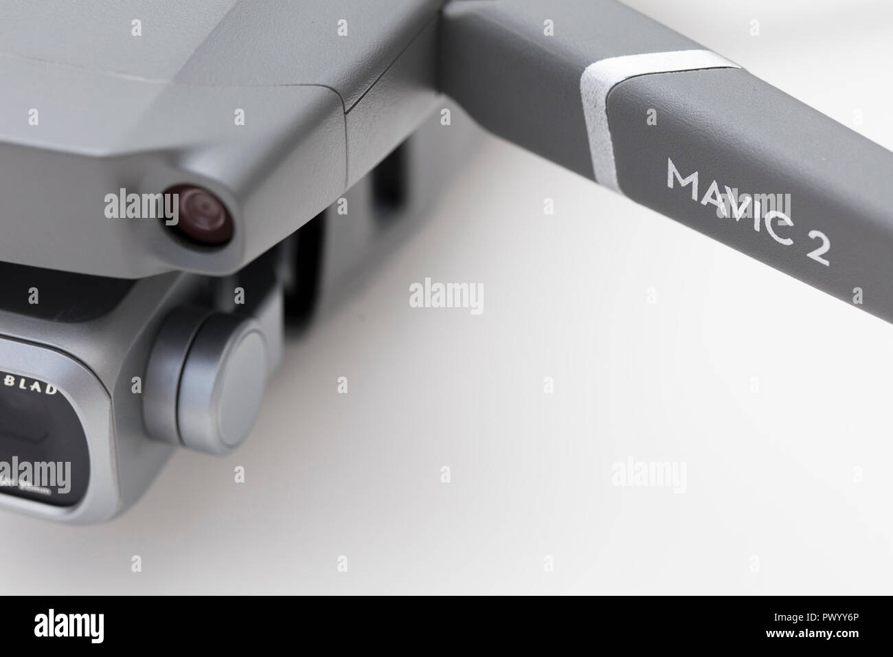 LONDON, UK - OCTOBER 18th 2018: DJI Mavic Pro 2 drone aerial camera on a white background. Stock Photo