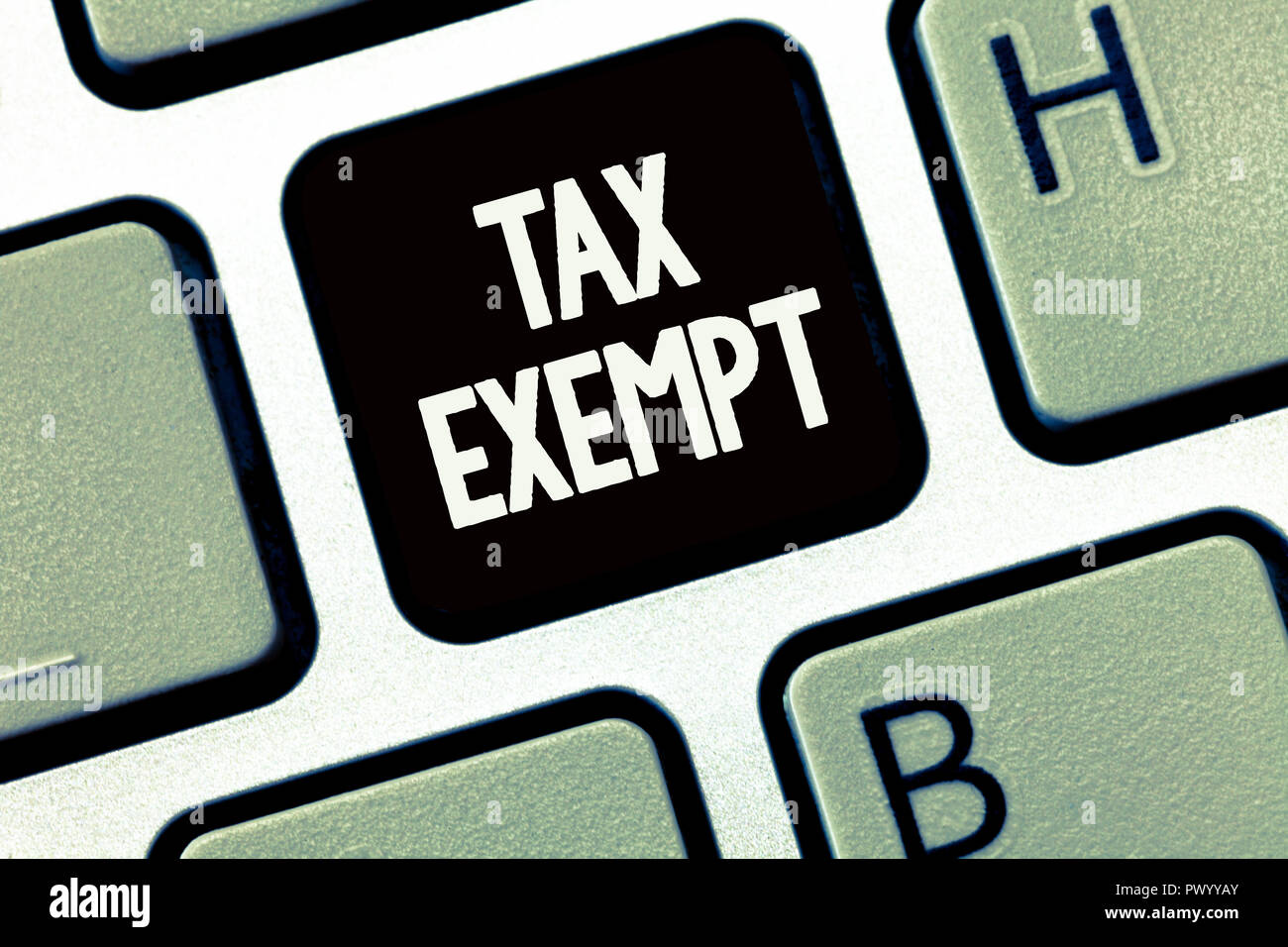 Handwriting text writing Tax Exempt. Concept meaning or transactions which are free from
