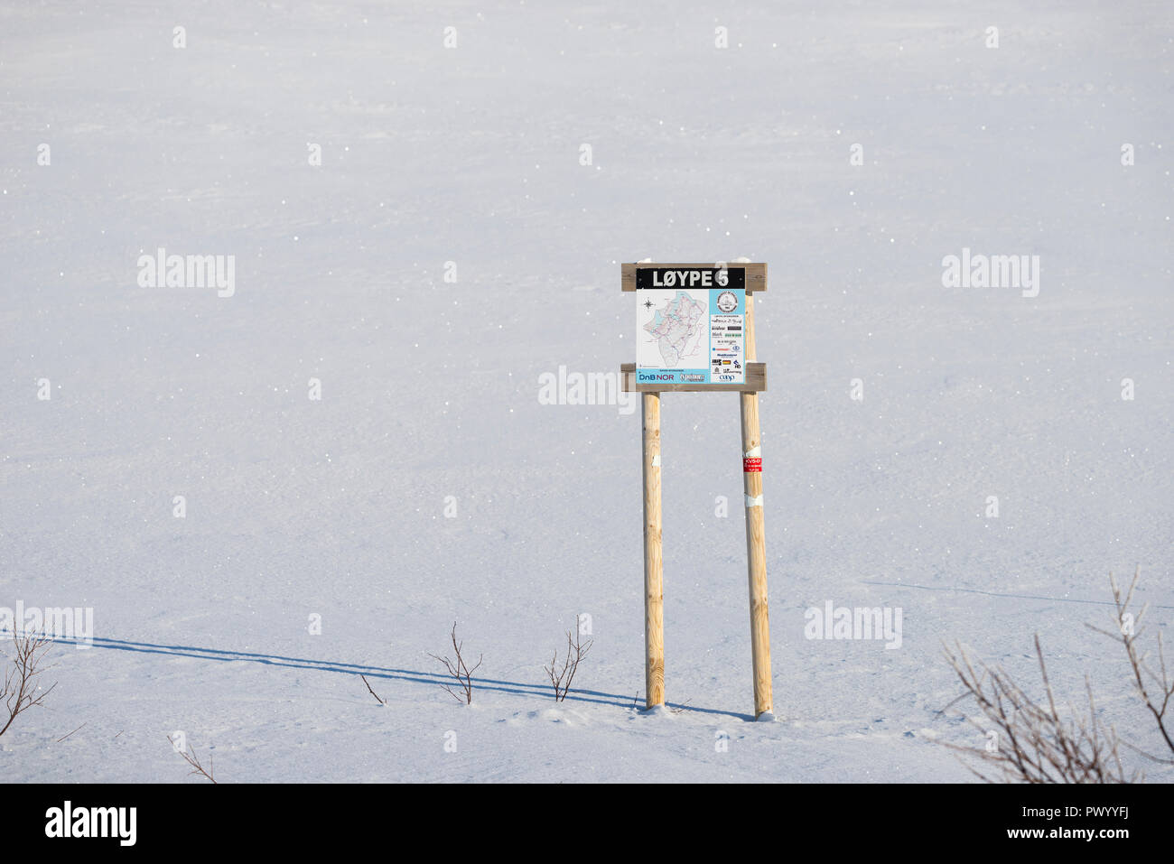 Snowmobile track sign Stock Photo Alamy