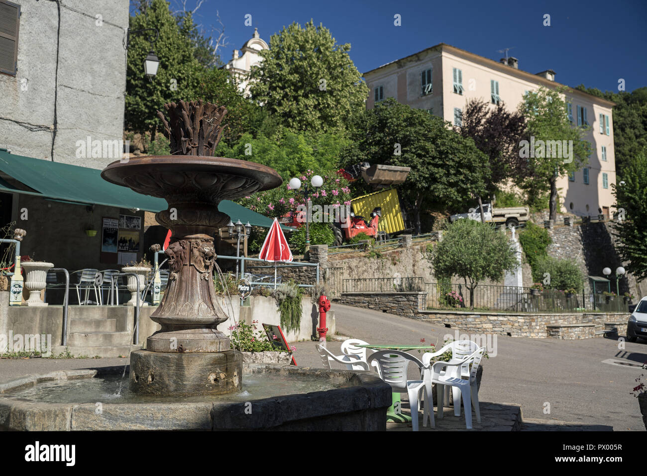A rusty fountain on the market in La Porta. Zardzewiała fontanna na rynku w La Porta. Stock Photo