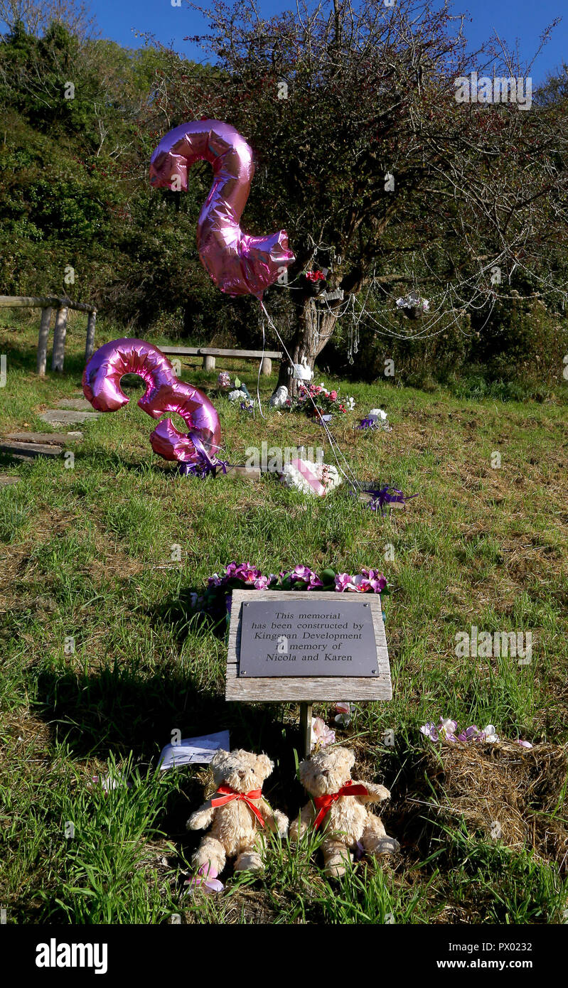 A view of the memorial tree to Karen Hadaway and Nicola Fellows in Wild Park, Brighton, East Sussex. Russell Bishop is standing trial at the Old Bailey, London, accused of the murdering the nine-year-olds 32 years ago. Stock Photo