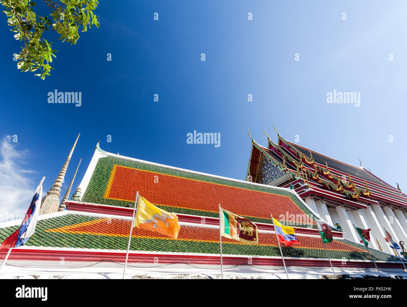 Roof of Wat Pho temple in Bangkok, Thailand Stock Photo