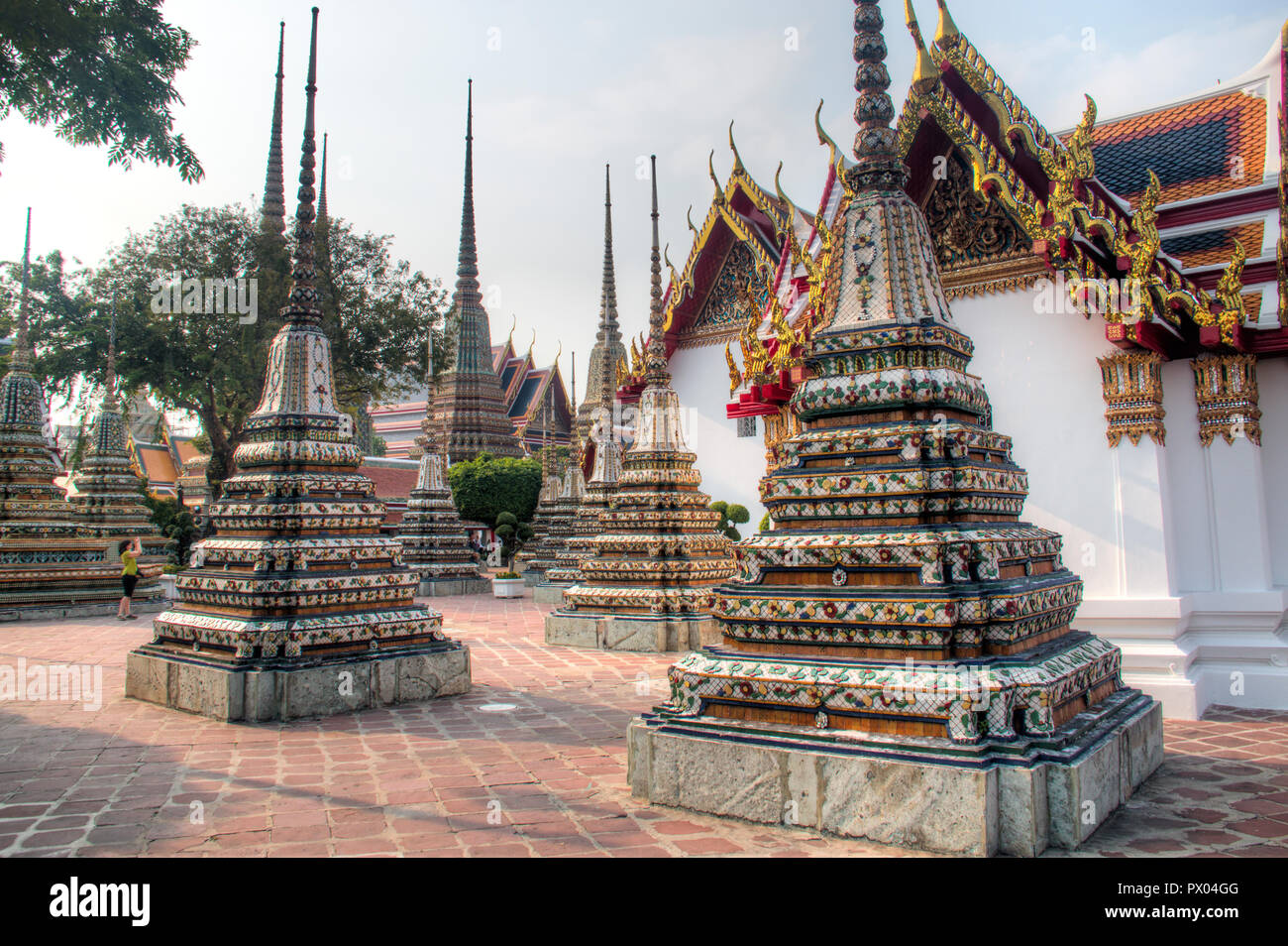 BANGKOK, THAILAND - FEBRUARY 2018: The famous Wat Pho temple in Bangkok ...
